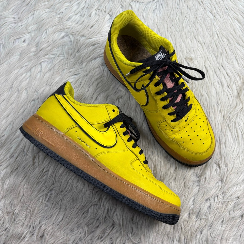 Nike Men's 9 Air Force 1 '07 LV8 3 'Quality Made' CZ7939-700 Yellow Gum Sneaker